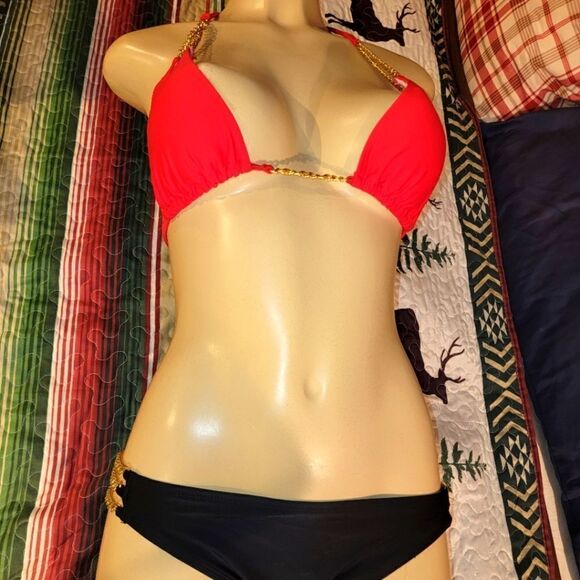Apostrophe Other - Black & Red chain-link Bikini (M/L)